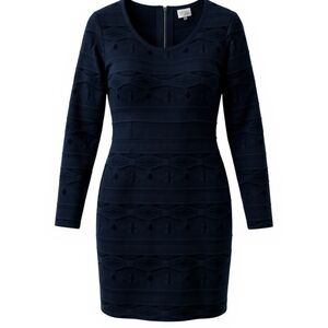 Parker Katrina Knit Bodycon Dress Navy Blue and Black Size Large NWT